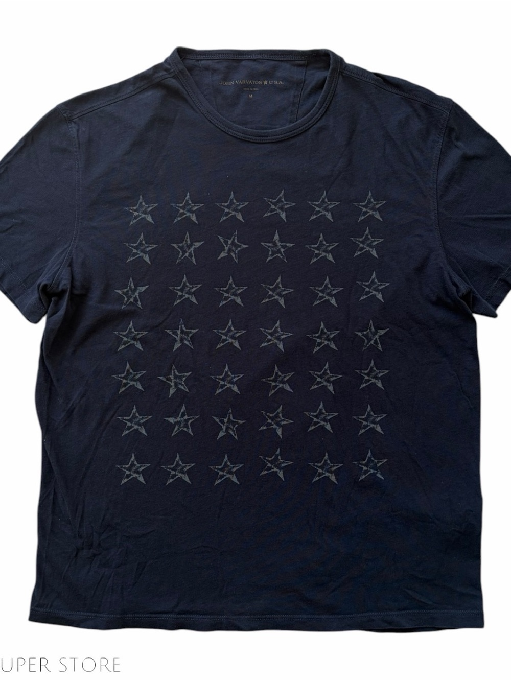 John Varvatos USA Navy Star Print T-Shirt Mens Medium Short Sleeve Graphic Tee - Picture 2 of 7